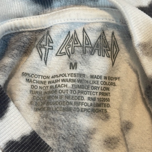 Def Leppard Grey & White Tie Dye Graphic Print Sweatshirt - Picture 7 of 7